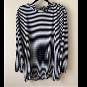 NWOT - Loft Plus Turtleneck - Grey/Navy Striped